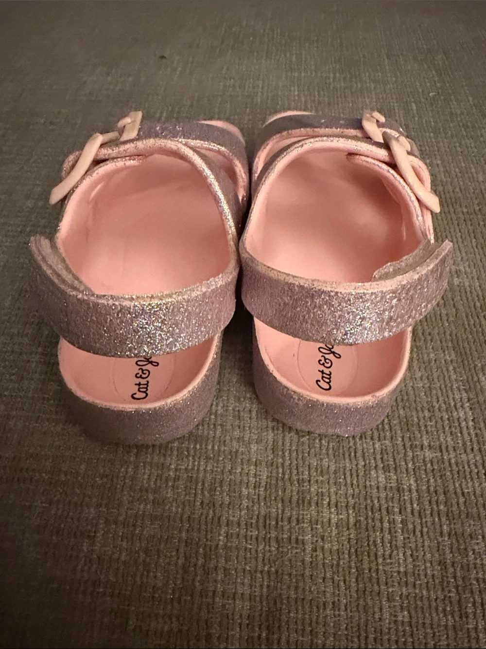 Cat & Jack Pink Glitter Double-Buckle Sandals